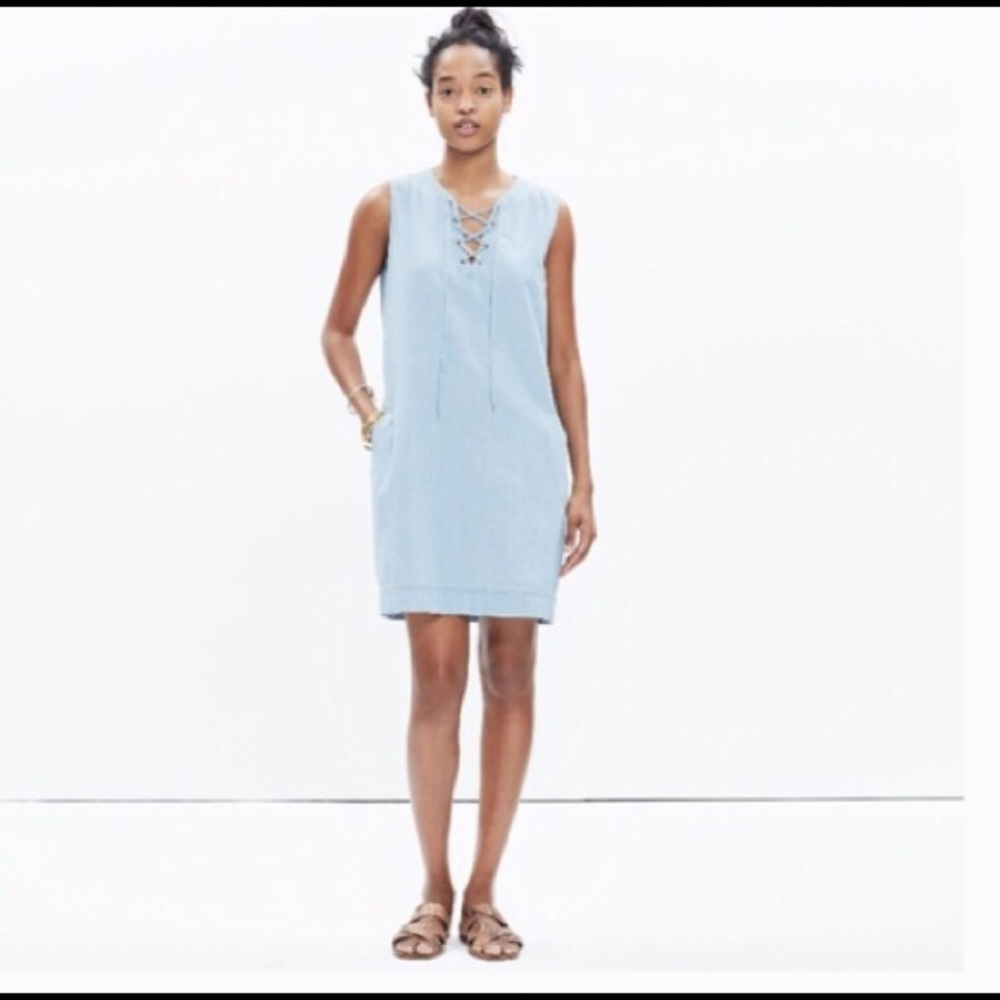 Madewell chambray lace up shift xxs - Picture 2 of 7
